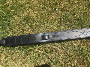 Hand Made Guitar Strap-With Stitching Design/ With Name/ Black