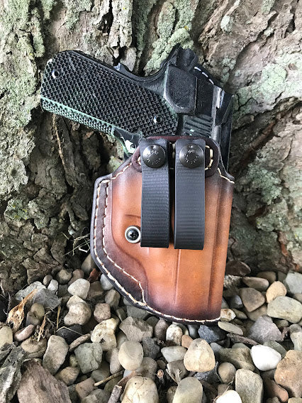 希少 2XL　USA製　ROEBLING LEATHER　ライダース　インナー付 Reinforced Guard/ Retention Leather IWB- Pull The Dot Snap Loops