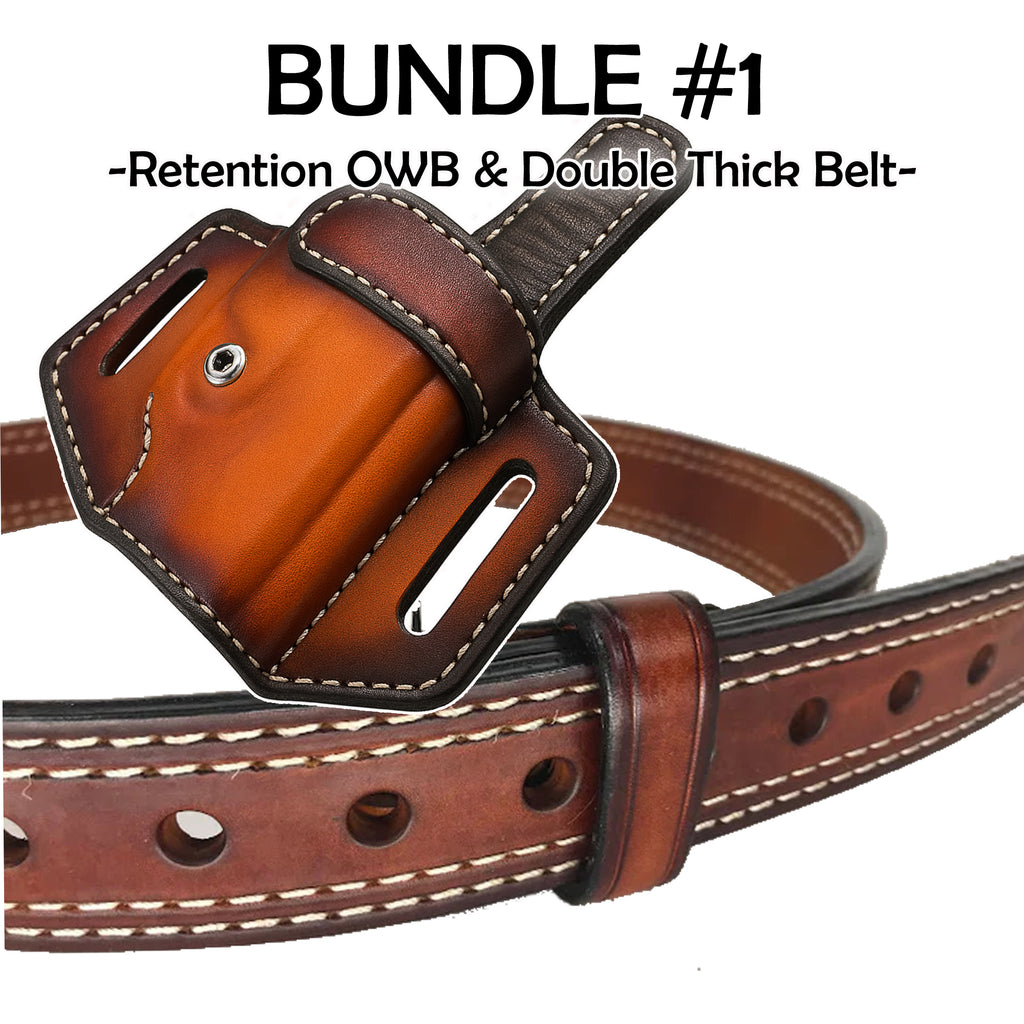 Bundle 1- Retention Leather OWB/ Double Thick Double Stitched Belt