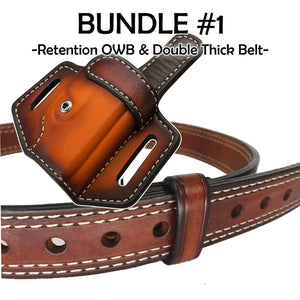 Bundle 1- Retention Leather OWB/ Double Thick Double Stitched Belt