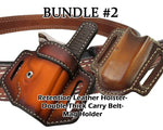 Bundle 2- Retention Leather OWB/ Double Thick Double Stitched Belt/ Mag Holder