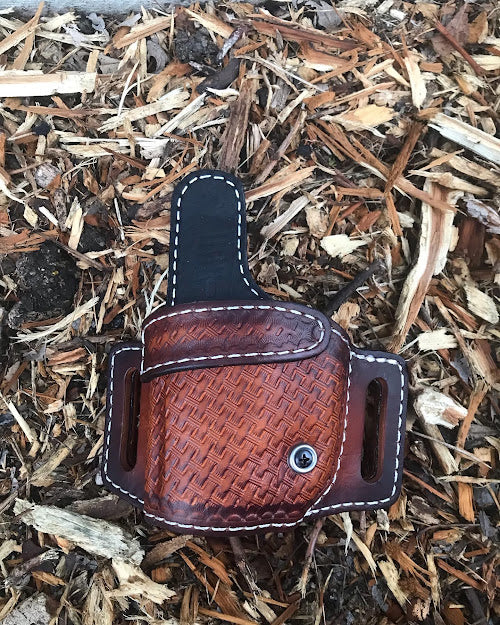 Reinforced Guard/ Hand Tooled Retention Leather Holster OWB