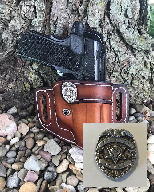 Reinforced Guard/ POLICE Emblem Style Retention Leather OWB