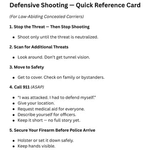 Defensive Shooting Quick Reference Guide