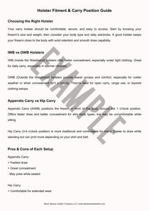 Holster Fitment And Carry Position Guide