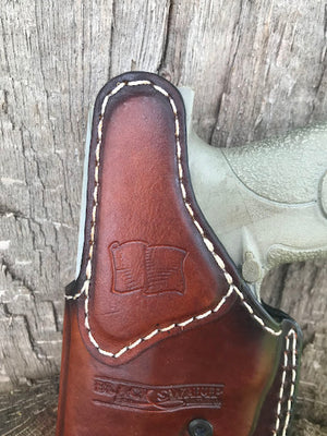 Reinforced Guard/ Hand Tooled Retention Leather Holster OWB