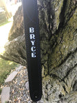 Hand Made Guitar Strap-With Stitching Design/ With Name/ Black