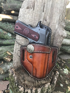 ARMY Emblem Style Retention Leather Holster OWB