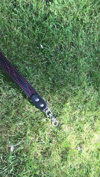 Dog Leash- Black/ Design Stitched