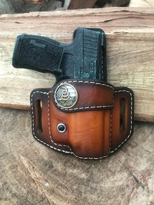DONT TREAD ON ME Emblem Style Retention Leather Holster OWB