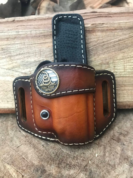 Reinforced Guard/ DONT TREAD ON ME Emblem Style Retention Leather Holster OWB