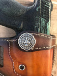 Reinforced Guard/ FIRE DEPARTMENT Emblem Style Retention Leather OWB