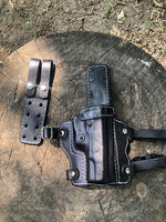 Drop Leg Holster Double Stitched -Black With White Thread- Specifically for a 5" 1911