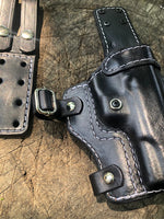 Drop Leg Holster Double Stitched -Black With White Thread- Specifically for a 5" 1911