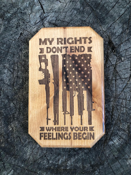 My Rights Don’t End Where Your Feelings Begin — Laser-Engraved Wood Plaque