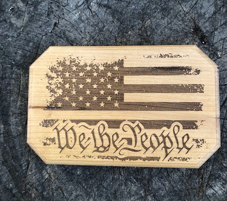 We The People — Laser-Engraved Wood Plaque