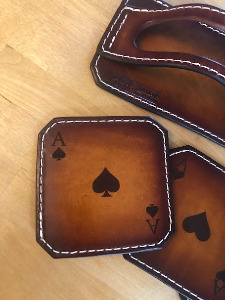 Drink Coaster Set- Playing Cards- Laser Engraved