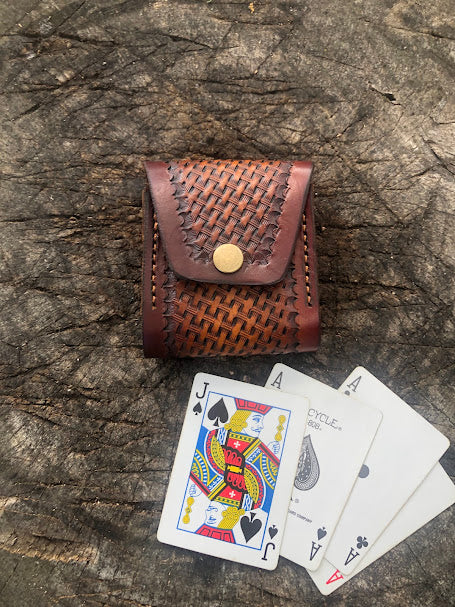 Poker Card Deck Case/ Basket Weave Pattern