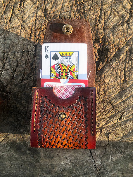 Poker Card Deck Case/ Basket Weave Pattern