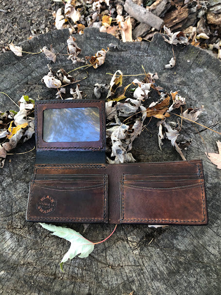Bifold Wallet With ID Pocket- Hand dyed