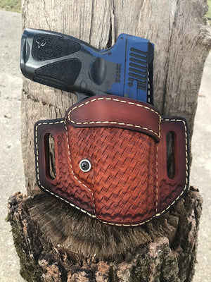 Reinforced Guard/ Hand Tooled Retention Leather Holster OWB