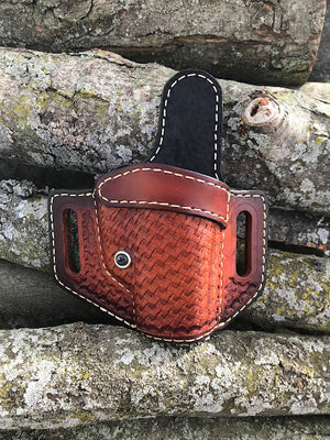 Reinforced Guard/ Hand Tooled Retention Leather Holster OWB