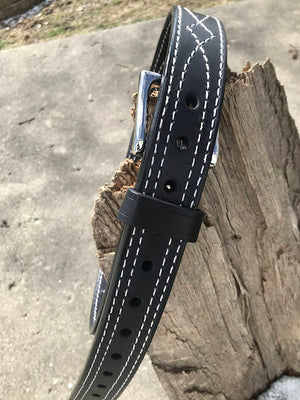 Double Thick- Gun Belt- Design Stitched