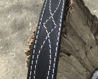 Hand Made Guitar Strap-With Stitching Design/ BLACK