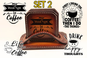 Drink Coaster SET #2 Laser Engraved