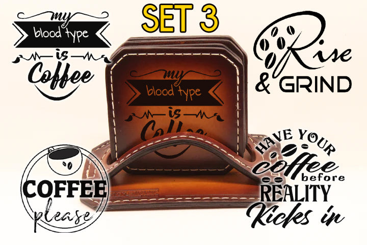 Drink Coaster SET #3 Laser Engraved