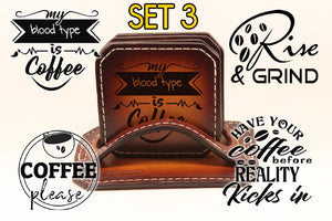 Drink Coaster SET #3 Laser Engraved
