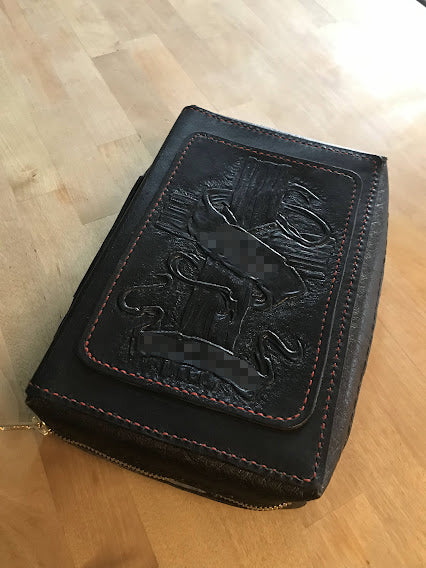 hand tooled leather book cover