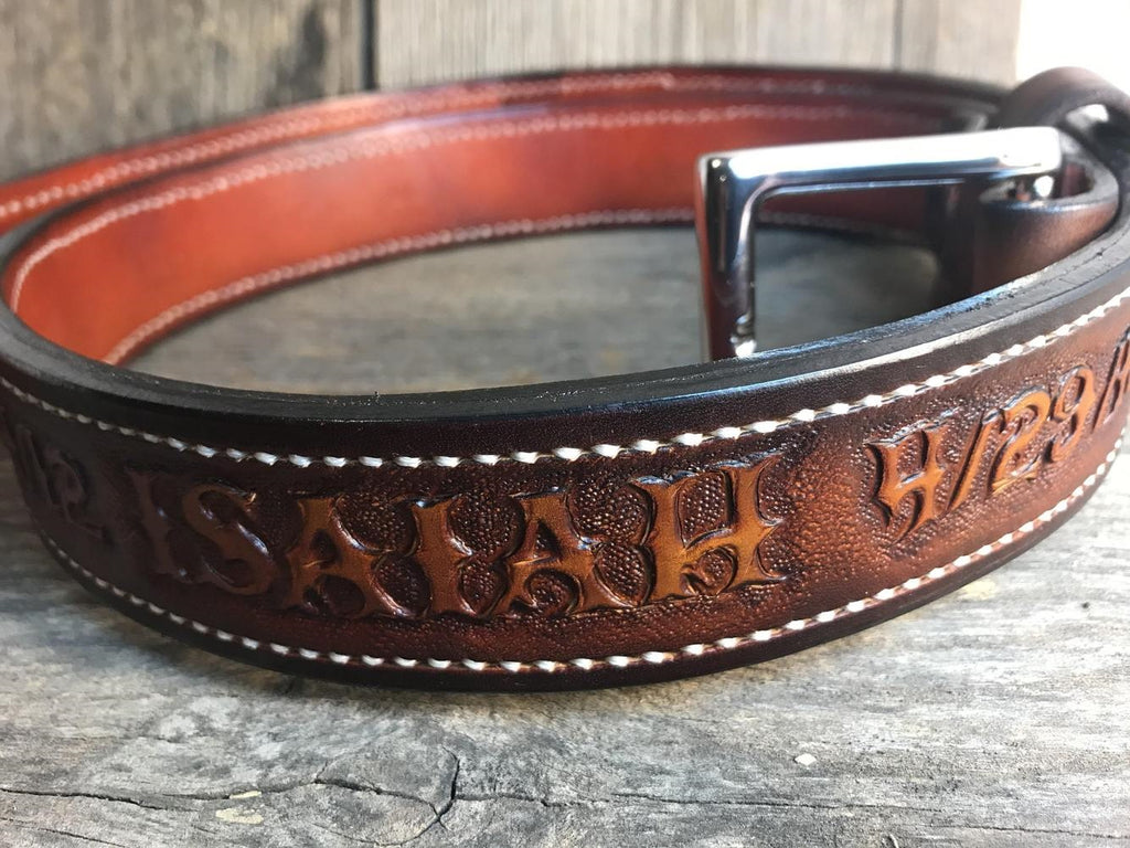 Customized Hand Tooled Double Thick- Gun Belt - Black Swamp Leather Company