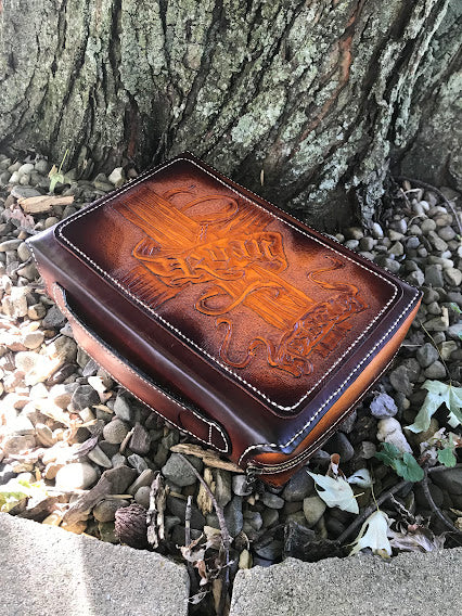 Bible Cover/ Hand Tooled Design #1