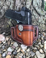 POLICE Emblem Style Retention Leather Holster OWB -BROWN (Locking Leather) - Black Swamp Leather Company