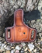 POLICE Emblem Style Retention Leather Holster OWB -BROWN (Locking Leather) - Black Swamp Leather Company