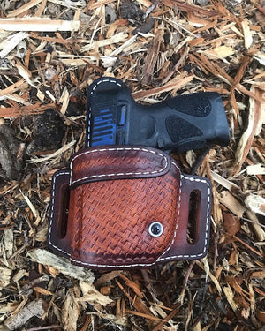 Hand Tooled Retention Leather Holster OWB