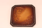 Hand Tooled Drink Coaster Set Of 4/ Brown - Black Swamp Leather Company