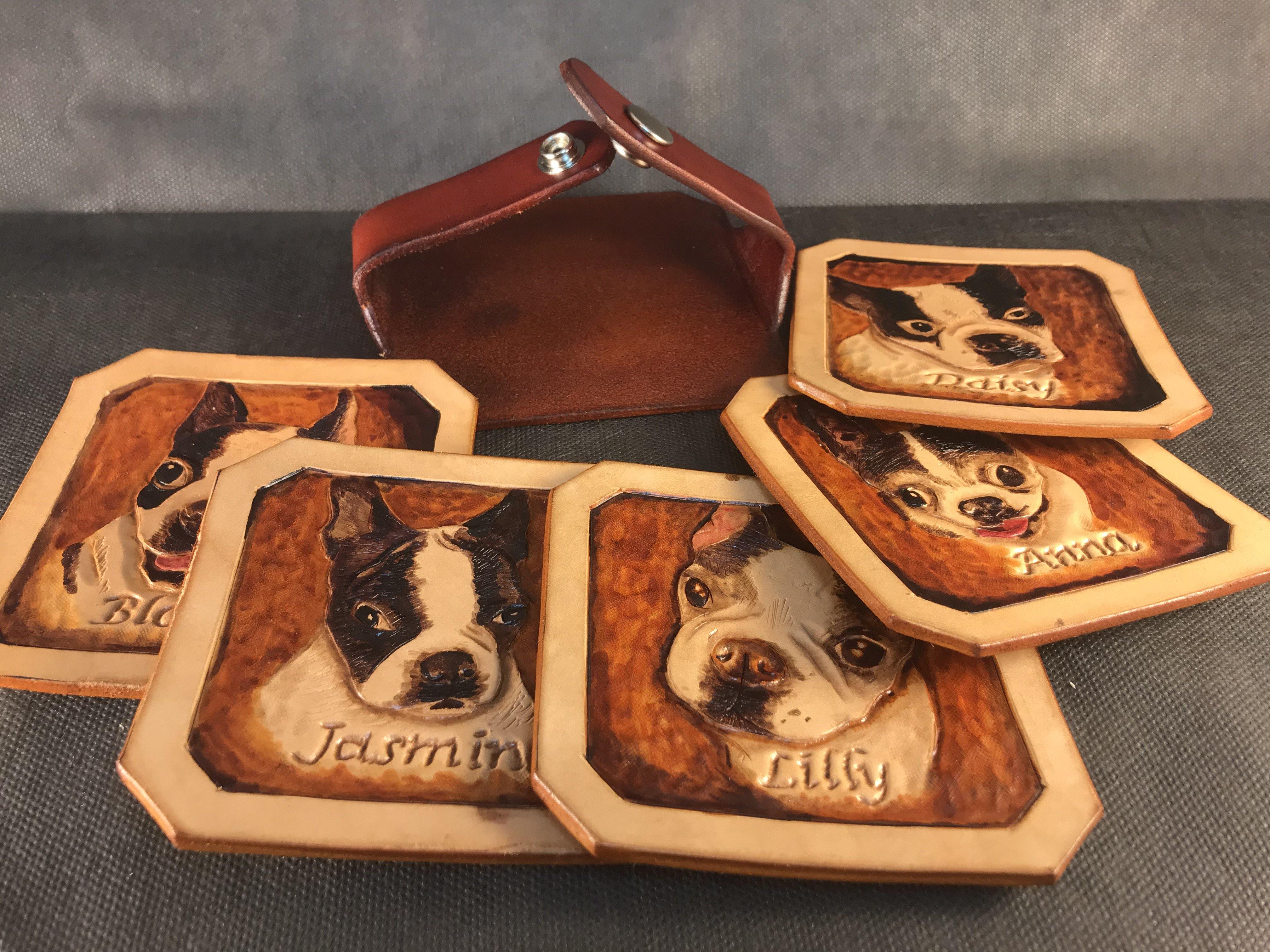 Customized Leather Drink Coasters - Black Swamp Leather Company