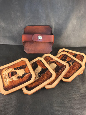 Customized Leather Drink Coasters - Black Swamp Leather Company