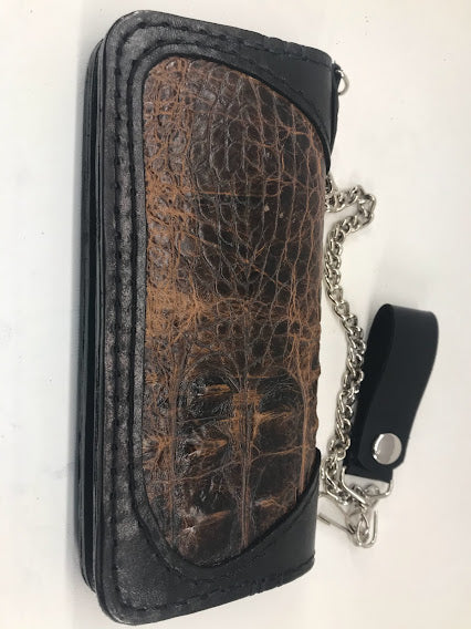 Limited Edition Biker Style Long Wallet Design #1 - Black Swamp Leather Company