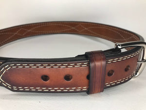 Double Thick- Gun Belt- Design Stitched - Black Swamp Leather Company