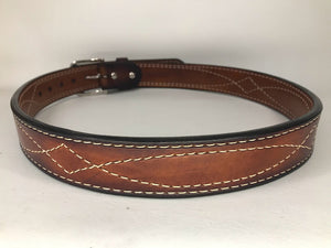 Double Thick- Gun Belt- Design Stitched - Black Swamp Leather Company