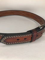 Double Thick- Gun Belt- Design Stitched - Black Swamp Leather Company