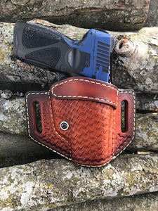 Hand Tooled Retention Leather Holster OWB