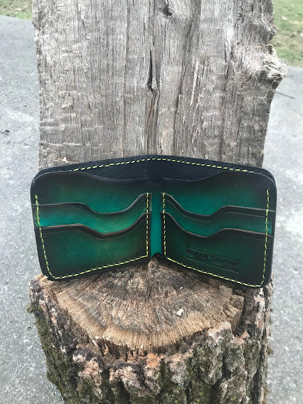 Crocodile Bifold Wallet- Hand dyed- Embossed Veg Tan