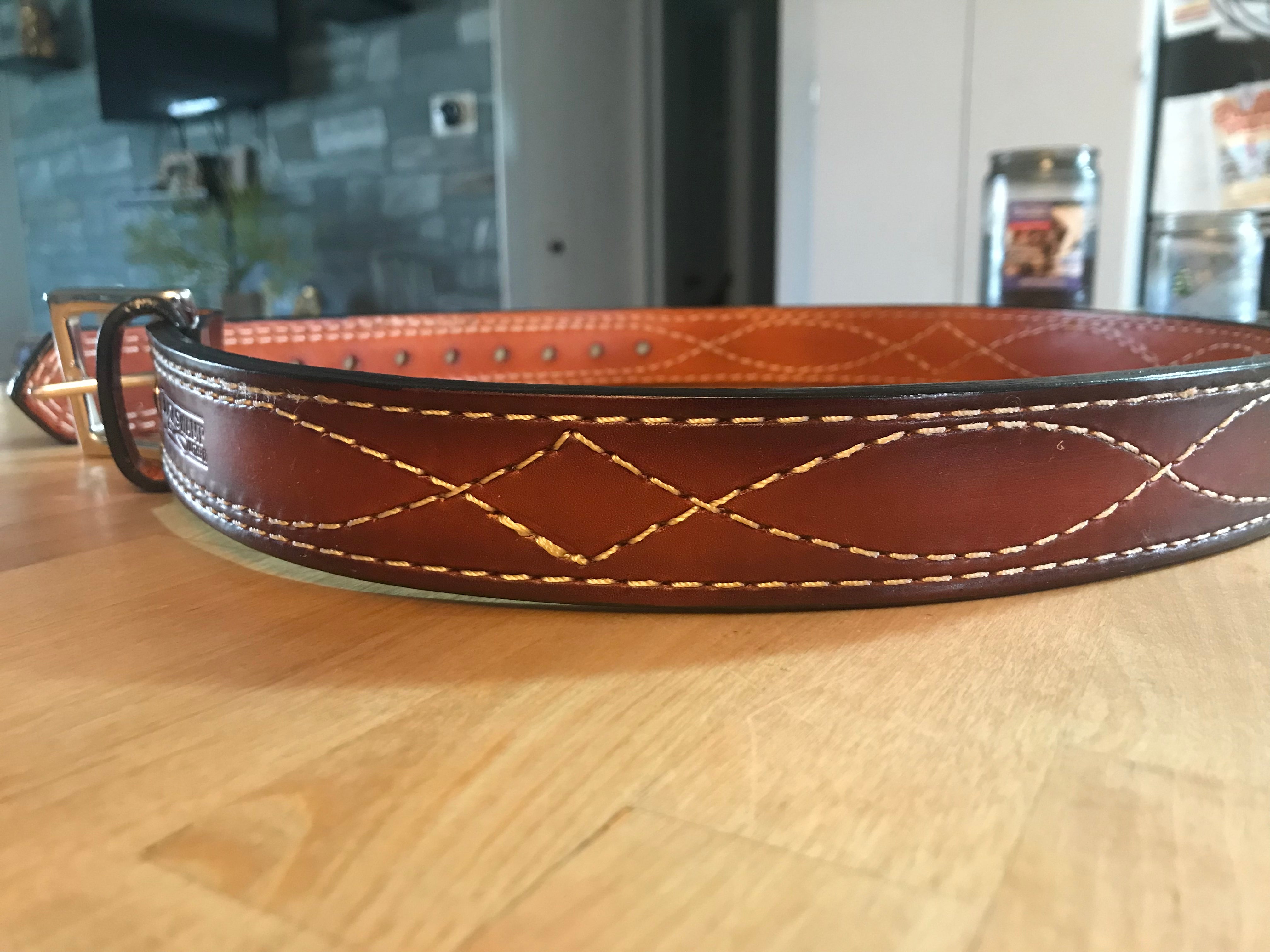 Classic Leather Belt/ Design Stitched
