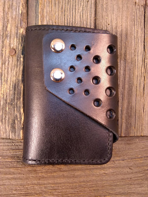 Men's Vertical Wallet With Snap Cover- Hand Dyed - Black Swamp Leather Company