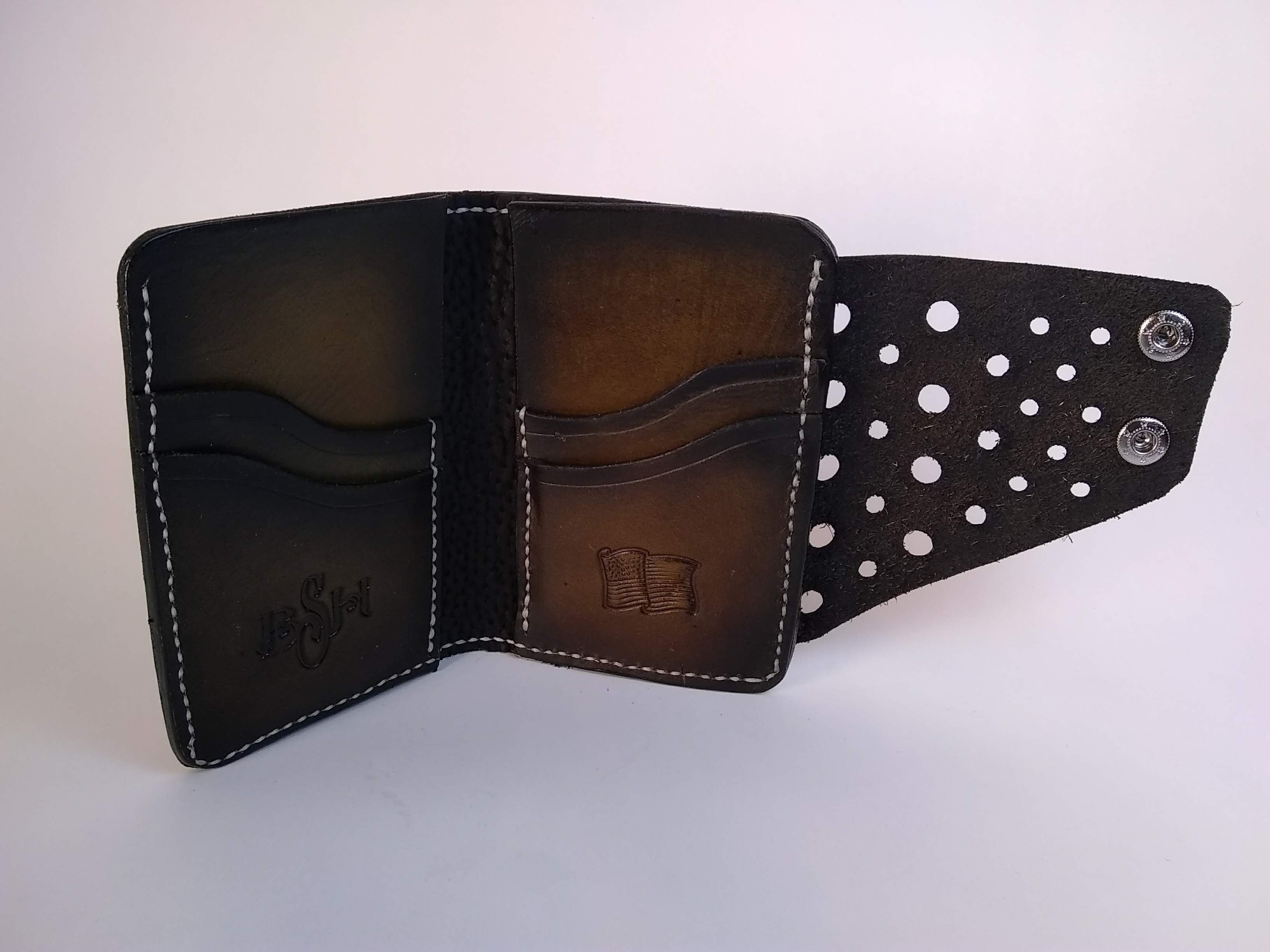 Men's Vertical Wallet With Snap Cover- Hand Dyed - Black Swamp Leather Company
