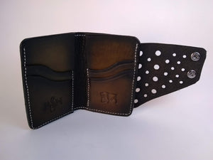 Men's Vertical Wallet With Snap Cover- Hand Dyed - Black Swamp Leather Company
